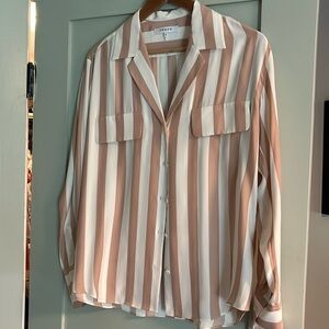 FRAME ~ Silk Stiped Blouse Blush Cream S Small